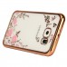 Samsung Galaxy J3 / J3 Pro - Secret Garden Floral and Butterfly Bling Rhinestone Electroplated Clear Soft TPU Protective Phone Cover Case - Gold and Pink Flower